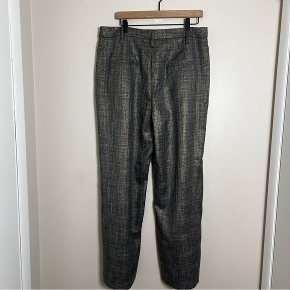 Jason Wu Dark Academia Metallic High Waisted Pleated Pants Size 10 Plaid - Picture 4 of 11